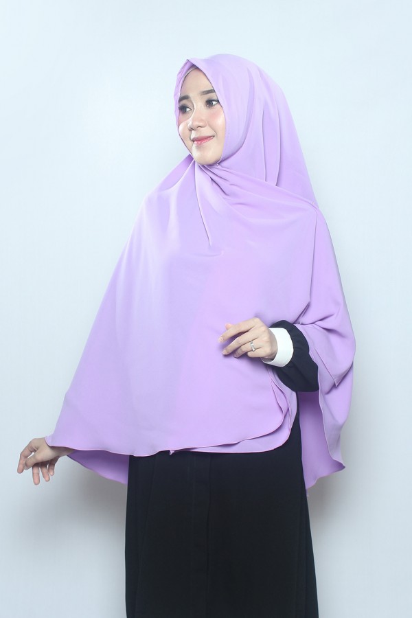 Gambar Khimar Non Pet Semi Instan Nisa Ungu L