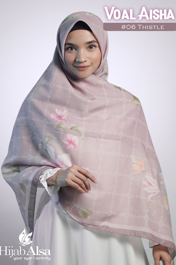 Gambar Voal Scarf Aisha 6 Thistle